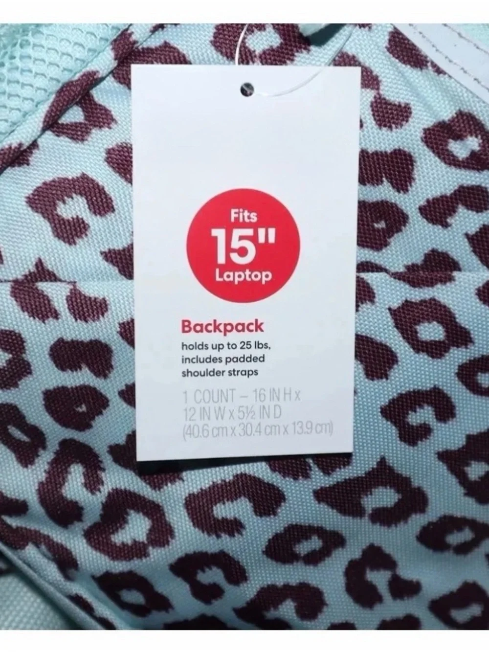 NWT: Kids Chetah Animal Print Backpack in Light Blue.